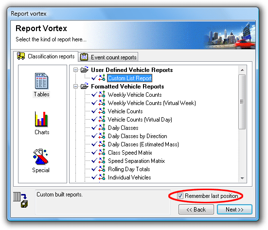 Selecting a report