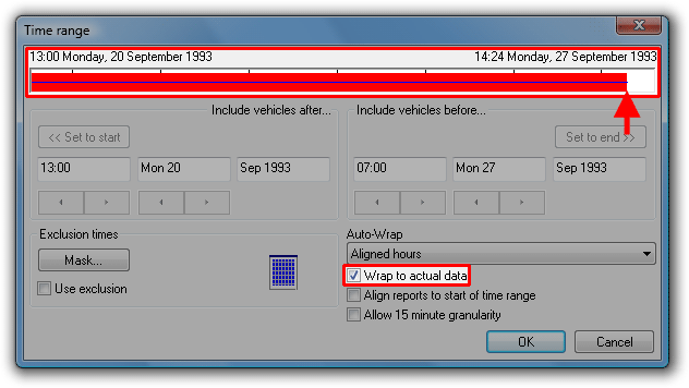 Wrap to actual data option aligns to last sensor hit