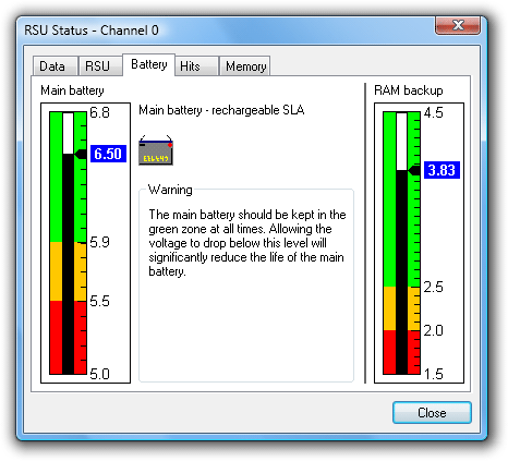 RSU battery status (rechargeable)
