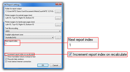 Changing report serial number options