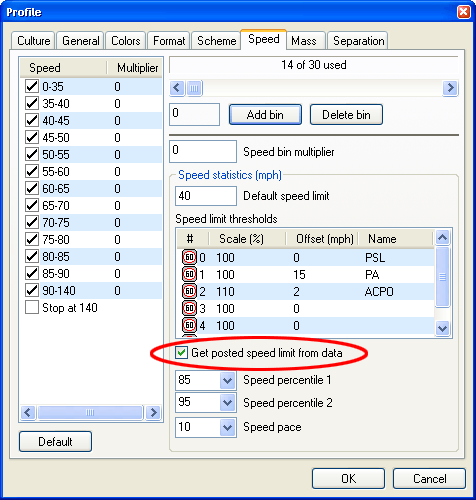 Setting the Automatic Speed Limit option.