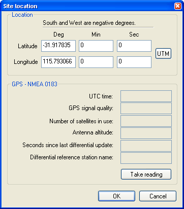 Setting the coordinates for a site