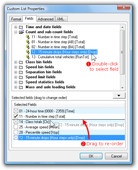 Selecting Custom List Fields