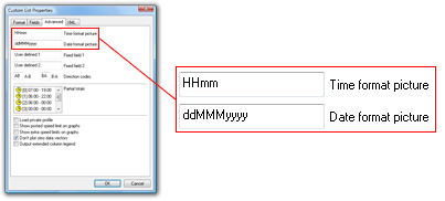 Custom List user defined date and time pictures
