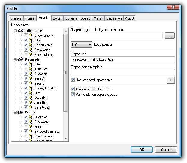 Changing the Header Sheet format