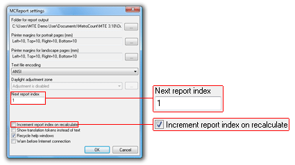 Changing report serial number options