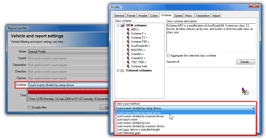 Setting the Count Scheme for an Event Count report